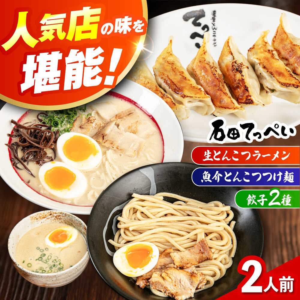 石田てっぺい 濃厚とんこつ つけ麺・ラーメン・餃子2種 2人前セット ラーメン セット 濃厚 魚介 とんこつ つけめん チャーシュー 餃子 ギョウザ ぎょうざ 贈答 ギフト プレゼント 人気 定番 特産品 取り寄せ 大阪 高槻 大阪府高槻市/無人屋[AOCX045]