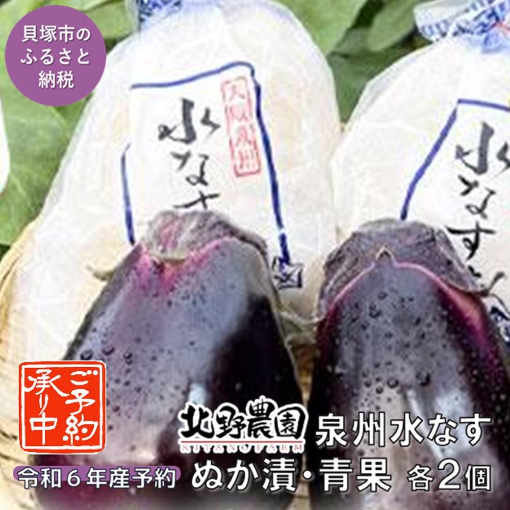 【ふるさと納税】北野農園 泉州水なすぬか漬2個+生水なす2個