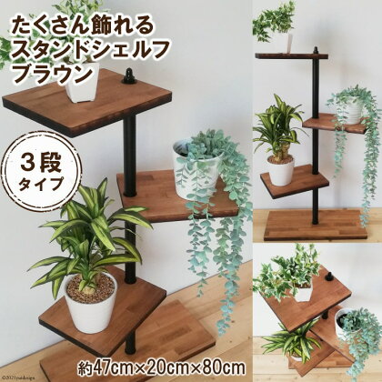 たくさん飾れるスタンドシェルフ 3段タイプ ブラウン(天然木／完成品)｜新星金属製作所 大阪府 守口市 [0401]