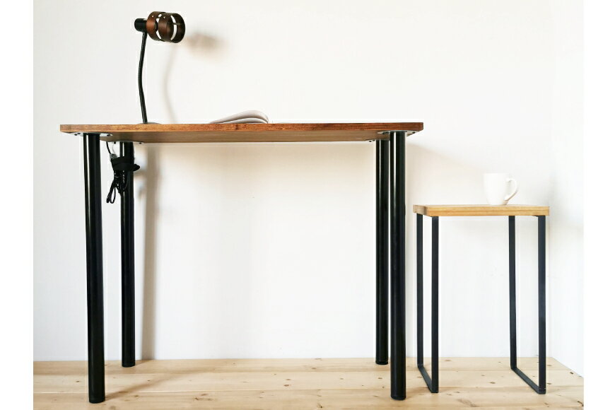 【ふるさと納税】 無垢材とアイアンのシェルフ ライトブラウン Lサイズ 32cm 完成品｜新星金属製作所 大阪府 守口市 [0863]