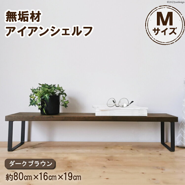 棚 無垢材とアイアンのシェルフ ダークブラウン M80cm 約横80cm×高16cm×奥行19cm 完成品|新星金属製作所 大阪府 守口市 家具 インテリア シェルフ 植物置き 靴棚 飾り棚 収納 日本製 [0885r]