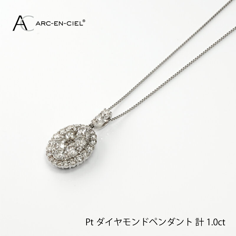 ダイヤモンド ペンダント ネックレス 計 1.0ct プラチナ ジュエリー アルカンシェル オーバルシェイプ アクセサリー 宝石 プレゼント レディース ギフト 女性 鑑別書付き