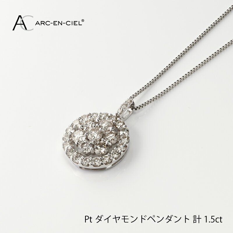 ダイヤモンド ペンダント ネックレス 計 1.5ct プラチナ ジュエリー アルカンシェル アクセサリー 宝石 プレゼント レディース ギフト 女性 鑑別書付き 凛とした丸いデザイン シック