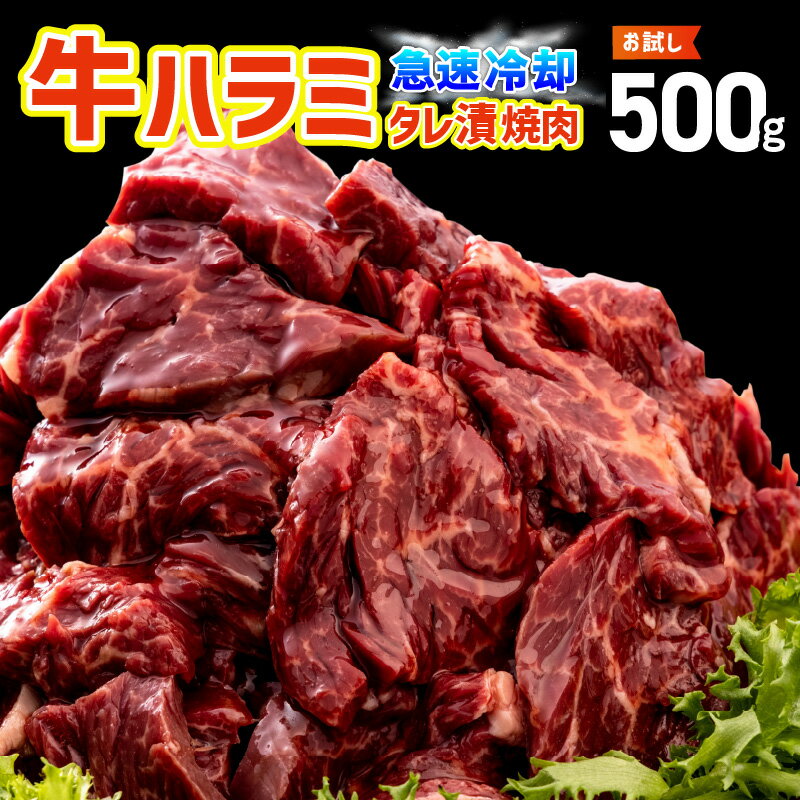 【ふるさと納税】【チルド配送】お試し500g 秘伝の赤タレ漬牛ハラミ肉 ノンフローズン 一度も冷凍なし 冷蔵でお届け 数量限定