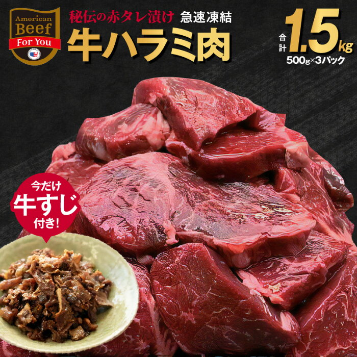 【ふるさと納税】牛肉 牛ハラミ タレ漬け 大容量 1.5kg 焼肉 総合ランキング 1位 獲得 BBQ 手切り加工 焼肉用 焼くだけ 簡単 肉厚 ジューシー お取り寄せ お取り寄せグルメ 食品 送料無料 泉佐野市