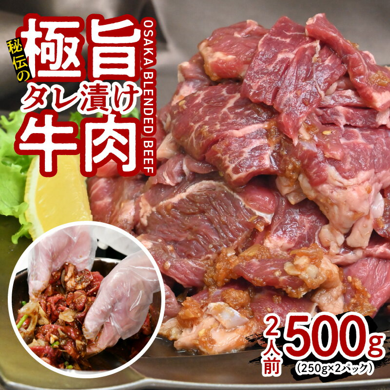 【ふるさと納税】秘伝の極旨タレ漬け 牛肉 焼肉セット （野菜入り） 2人前 500g （250g×2袋） ミスジ ザブトン 焼き肉 希少部位 2種 赤身 小分け 肉厚 柔らか 焼くだけ 簡単 期間限定