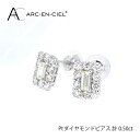 プラチナ 【ふるさと納税】ピアス 計0.5ct ダイヤピアス ARC-EN-CIEL プラチナ バゲットカット ラウンドブリリアントカット 直付けタイプ コンパクト ジュエリー 華やか 鑑別書付き シリコン付きキャッチ プレゼント レディース ギフト 大阪 泉佐野市 送料無料