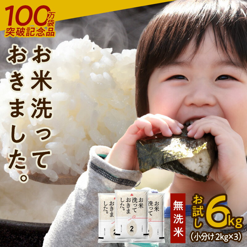 【ふるさと納税】訳あり 無洗米 6kg（小分け 2kg×3） お米洗っておきました。 国産 タワラ印 【100万袋突破記念品】 手間いらず 簡単 お手ごろ ごはんソムリエ ブレンド米 食品 常温配送 送料無料 泉佐野市のサムネイル