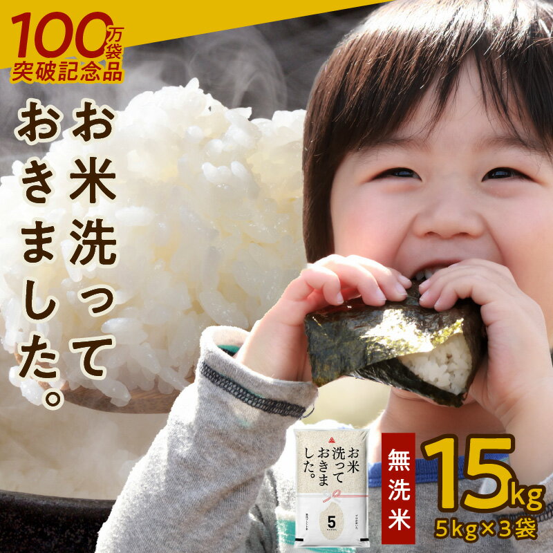 【ふるさと納税】【9月30日受付終了】期間限定 無洗米 15kg（5kg×3袋）国産 お米 「お米洗っておきました。」 訳あり タワラ印【100万袋突破記念品】 手間いらず 簡単 時短 ごはんソムリエ ブレンド米 白米 精米 食品 常温配送 送料無料 泉佐野市のサムネイル