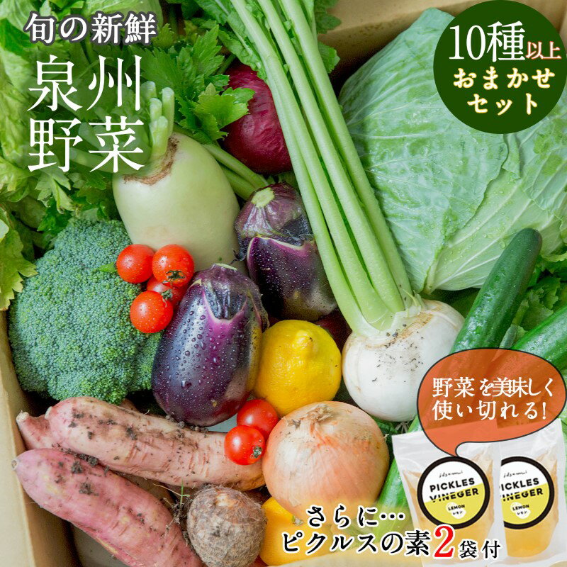 29位! 口コミ数「1件」評価「5」季節の泉州野菜 10種以上 おまかせセット ピクルスの素 2袋付き