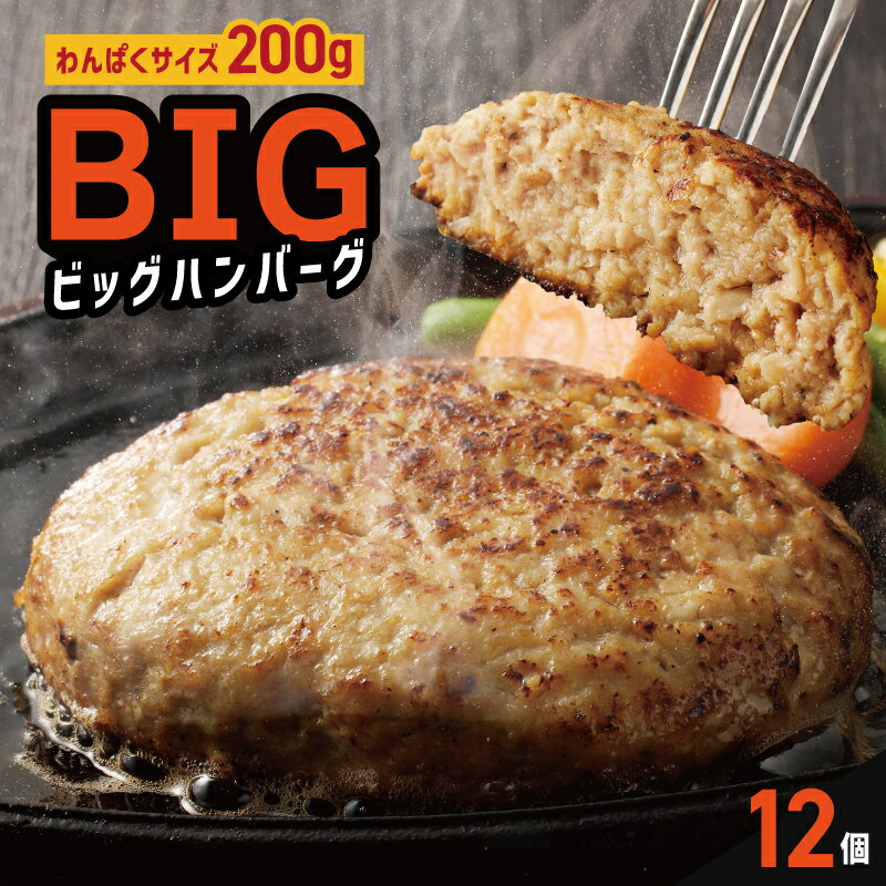 12位! 口コミ数「4件」評価「4.25」【期間限定】黒毛和牛入り BIGハンバーグ 総量2.4kg（200g×12個）泉州玉ねぎ使用