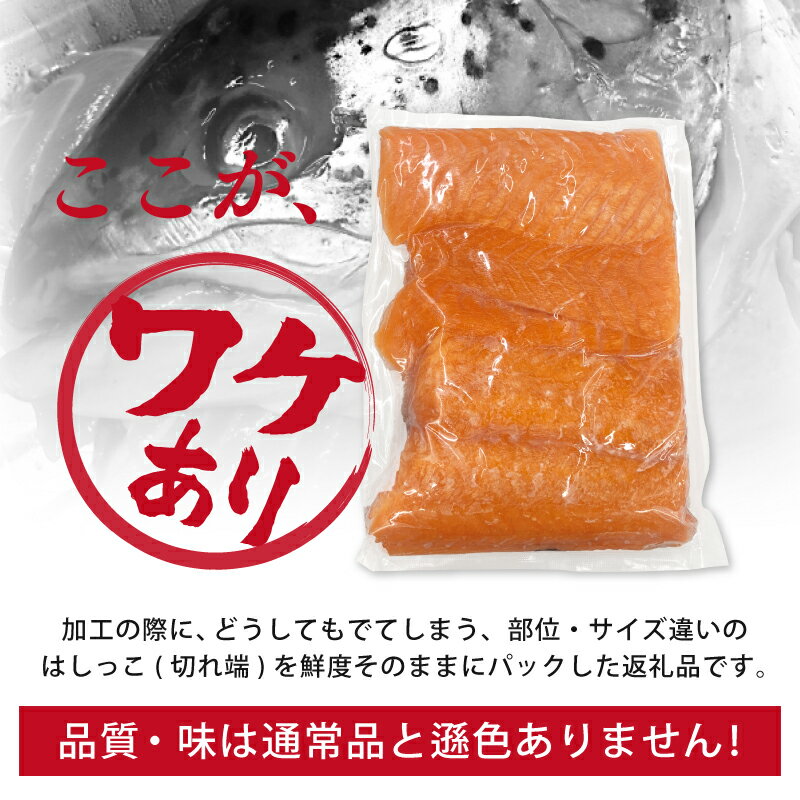 【ふるさと納税】訳あり アトランティックサーモン はしっこ 500g × 2 パック サーモン 合計 1kg 空飛ぶサーモン ジューシー 脂のり 深いコク 魚介 海鮮 魚 鮭 お取り寄せ お取り寄せグルメ 冷凍 大阪府 泉佐野市 送料無料