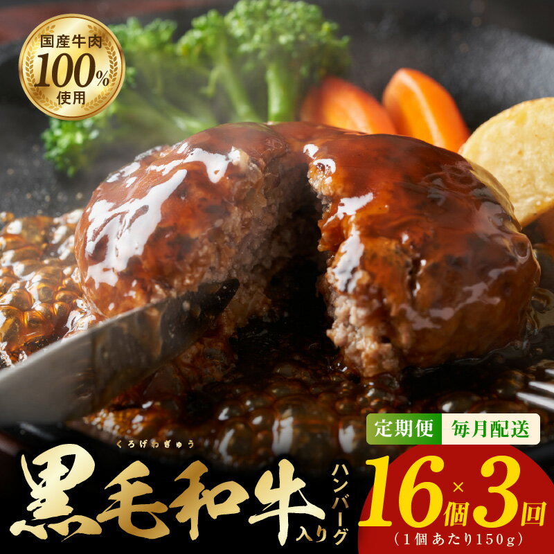 28位! 口コミ数「0件」評価「0」黒毛和牛入り 国産牛肉100％ ハンバーグ 定期便 16個×全3回 150gサイズ【毎月配送コース】 極味 肉屋 こだわり オリジナル 自家･･･ 