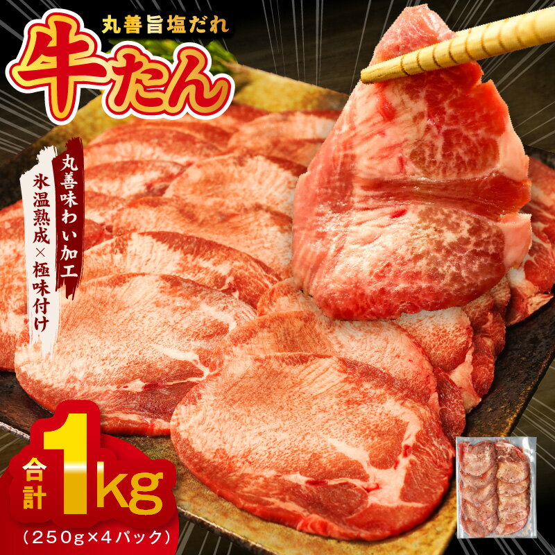 【ふるさと納税】＼発送時期が選べる／【丸善旨塩ダレ】牛たん 1kg 250g 4 氷温熟成牛 牛肉 熟成肉 氷温熟成 作り方 ふるさと納税オリジナル 限定