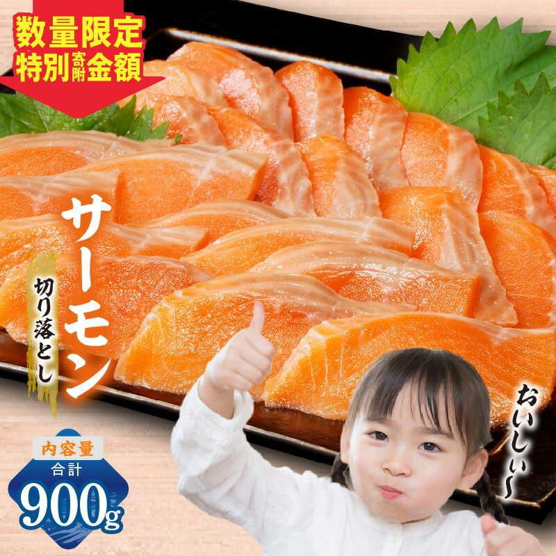 【ふるさと納税】【特別寄附金額】訳あり サイズ不揃い サーモン 切り落とし 900g 小分け パック シルバーサーモン トラウトサーモン 鮭 刺身 魚介類 海鮮 カルパッチョ お取り寄せ 大阪府 泉佐野市 冷凍 送料無料 骨取り 骨抜き