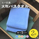 【ふるさと納税】バスタオル 大判 2枚 セット 選べるカラー ブルー / イエロー / オレンジ / グリーン / ピンク 泉州タオル ヒバ 抗菌 防臭 90×...