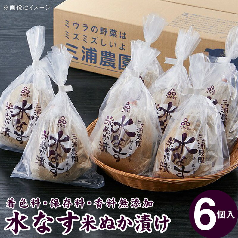 【ふるさと納税】着色料・保存料・香料無添加 水なす米ぬか漬6個入