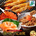 【ふるさと納税】毎月うなぎが食べれる! 食べ比べ 定期便 全3回 うなぎ 蒲焼き 粉山椒 サーモン 牛丼の素 いくら 醤油漬け 毎月配送コース 地焼き 有頭鰻 ...