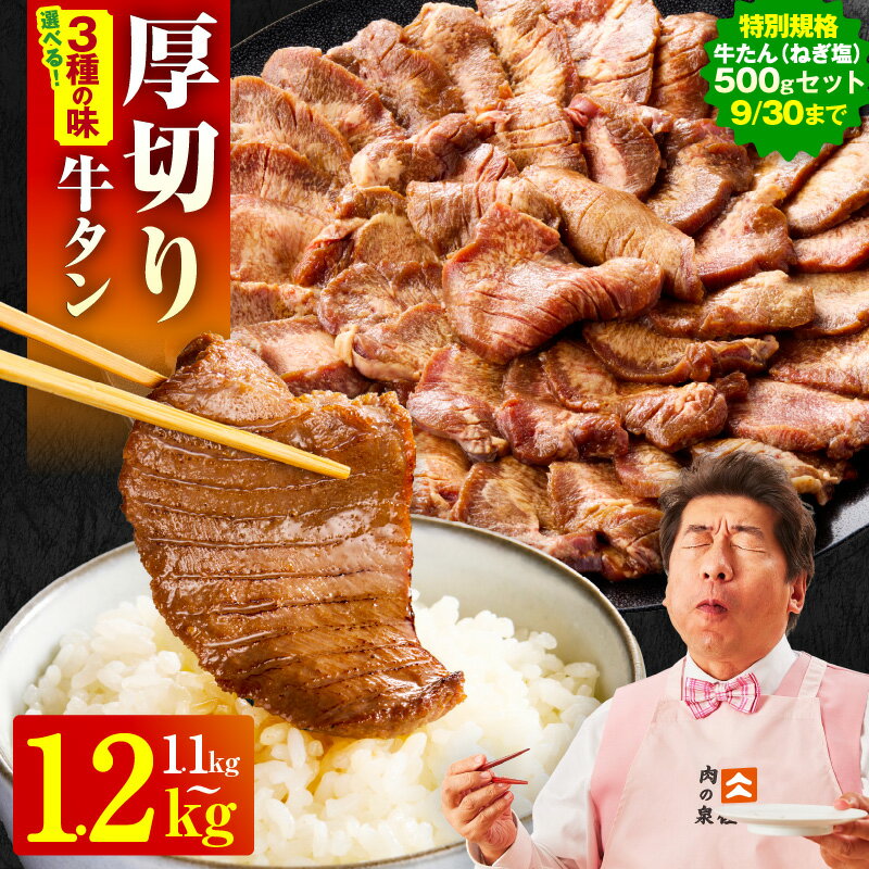 【ふるさと納税】【特別規格 9/30まで】 厚切り 薄切り 牛タン 選べる 味付け 塩だれ / 味噌だれ / 醤油だれ / 食べ比べ セット 牛肉 牛たん タン 焼肉 BBQ キャンプ アウトドア 訳あり サイズ不揃い 小分け 年内発送 お取り寄せ 泉佐野市 送料無料 肉の泉佐野 アキラCPのサムネイル