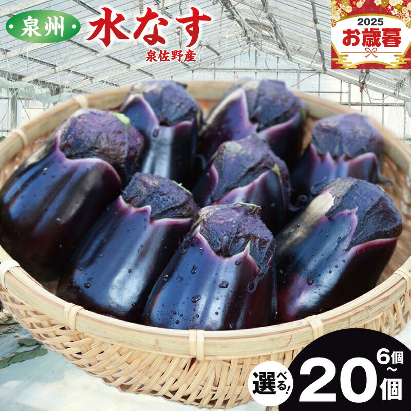 【ふるさと納税】 期間限定 ナス ハウス 水なす 選べる 内容量 6個 / 12個 / 20個 夏旬の水なすを冬にどうぞ 泉州水なす 皮が薄く 水分が多い あく えぐみが少ない 生のサラダで美味しく食べられる ぬか漬けにも 大阪府 泉佐野産 野菜 冷蔵配送 送料無料