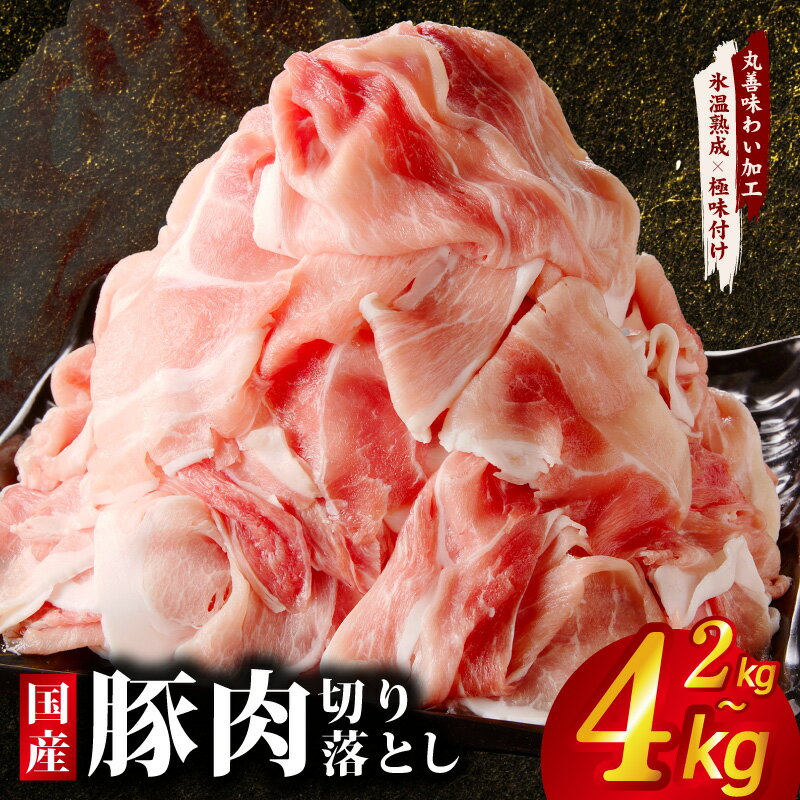 【ふるさと納税】特別寄附金額 訳あり 国産豚肉 切り落とし 選べる 内容量 2kg / 4kg 氷温熟成×極味付け 塩麹×昆布 1P 500g 豚 肉 普段使い...