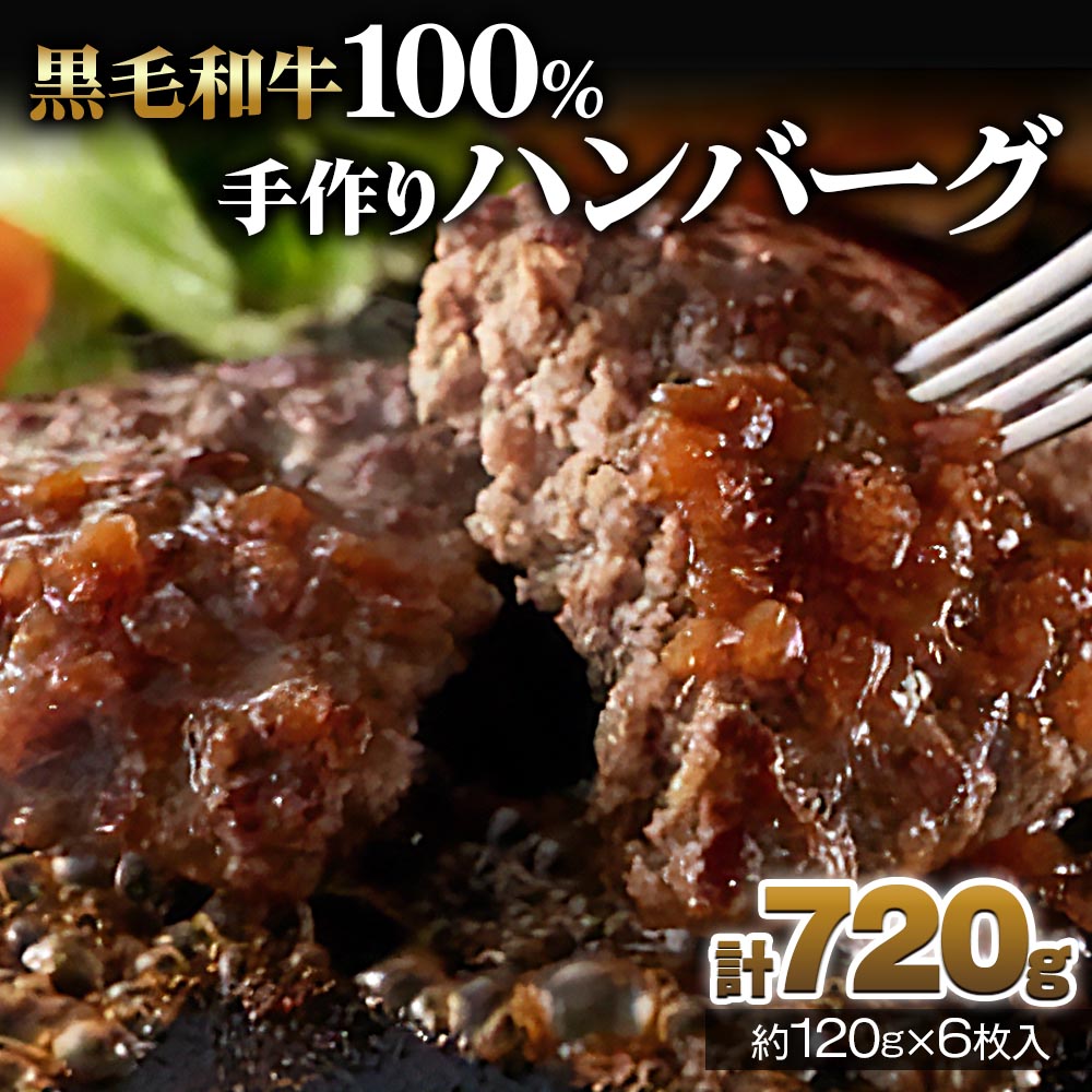 [黒毛和牛100%] 手作りハンバーグ 6個セット (120g×6個) |お肉 肉 牛肉 惣菜 冷凍 簡単調理 おかず おつまみ 贈答用 贈り物 ギフト 個包装 小分け [0440]