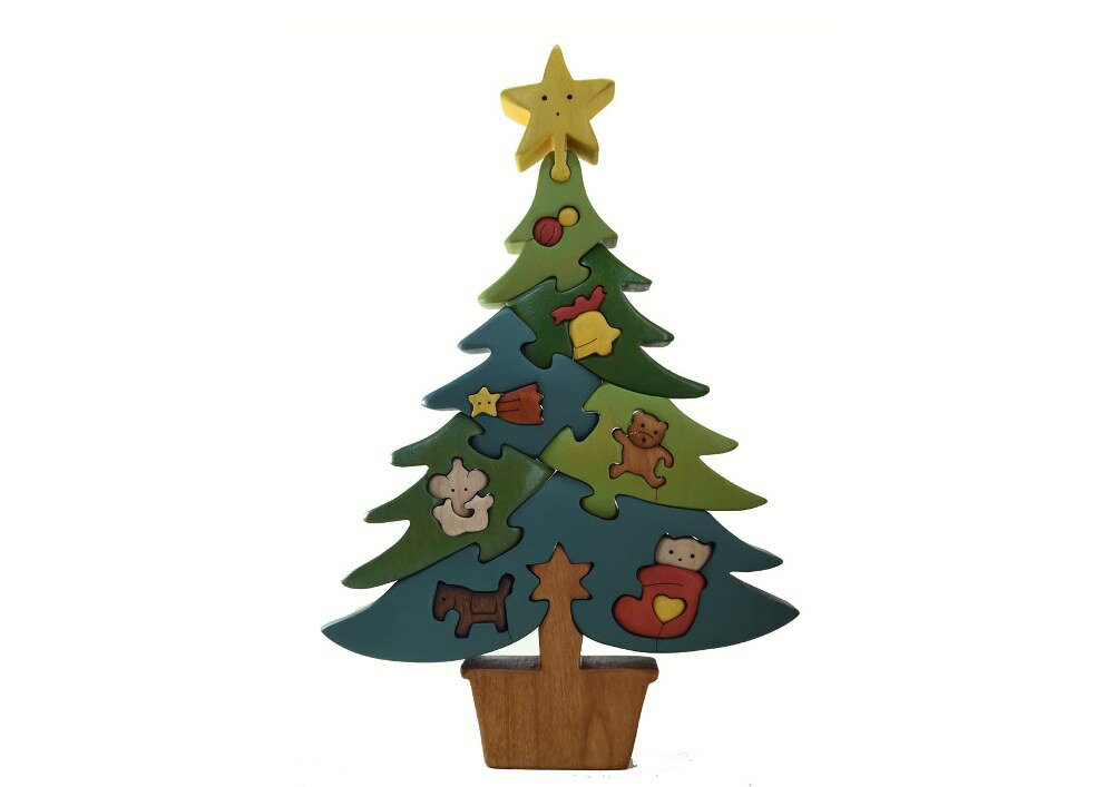 木工パズルクリスマスツリー1 知育玩具 木製パズル おもちゃ プレゼント 男の子 女の子 クリスマス 誕生日 子供 大人 ギフト 積み木 送料無料