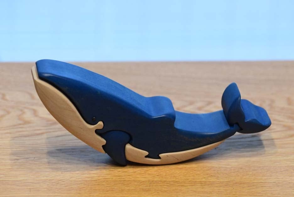 【ふるさと納税】ブルーホエール（シロナガスクジラ） 知育玩具 木製パズル おもちゃ プレゼント 男の子 女の子 誕生日 クリスマス 子供 大人 ギフト つみき 積木 送料無料