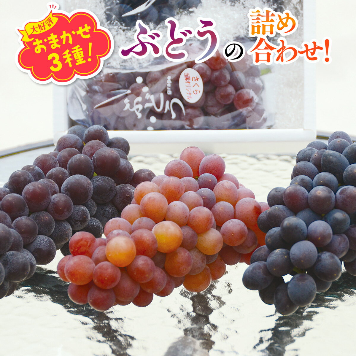 [2026年6月下旬〜順次発送]ぶどう 3種 詰め合わせ 希少 中村オリジナルぶどう園 オリジナル品種含む おまかせ 3種ぶどう 詰め合わせ!※発送前のご連絡についてご注意ください 約 1.4kg 葡萄 ブドウ グレープ フルーツ 果物 くだもの 果汁 ジューシー 3房