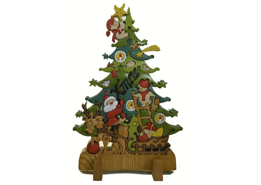 【ふるさと納税】木工パズルクリスマスツリー3（色付き）：15022-40000633