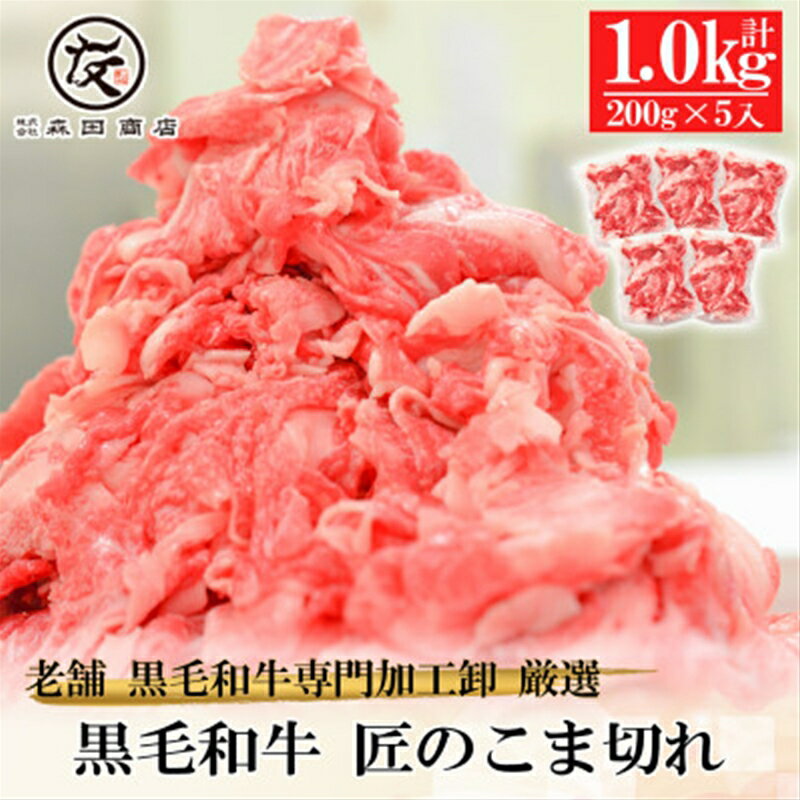 【創業100年老舗食肉加工卸厳選】黒毛和牛匠のこま切れ1kg(200g×5)【国産 小分け 和牛 お肉 牛肉 黒毛和牛こま切れ こま切れ肉 黒毛和牛 肉 牛 うし ウシ こま切れ 煮込み料理 野菜炒め 牛丼 肉じゃが ハヤシライス 肉豆腐 大阪府 松原市 】