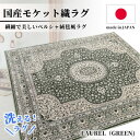 【ふるさと納税】【4.5畳用】240×240cm 洗える国産モケット織ラグ グリーン(ローレル240×240GR)【1496444】