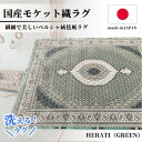 【ふるさと納税】【3畳用】200×250cm 洗える国産モケット織ラグ グリーン(ヘラティ200×250GR)【1496456】