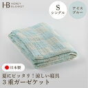 【ふるさと納税】【3重ガーゼケット シングルサイズ アイスブルー】140×190cm 大阪府和泉市産【1502607】