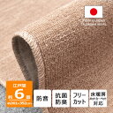 【ふるさと納税】カーペット 江戸間 6畳 防音 抗菌防臭 厚手 ツワブキ 261×352cm ベージュ 日本製【1520447】