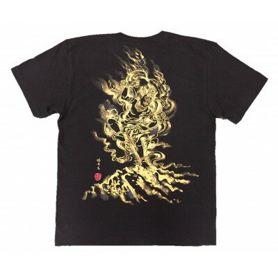 【ふるさと納税】手描きTシャツ 仏画 蔵王権現 黒 (半袖 XLサイズ)【1614970】