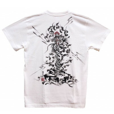 【ふるさと納税】手描きTシャツ 仏画 倶利伽羅不動 白 (半袖 Sサイズ)【1614999】