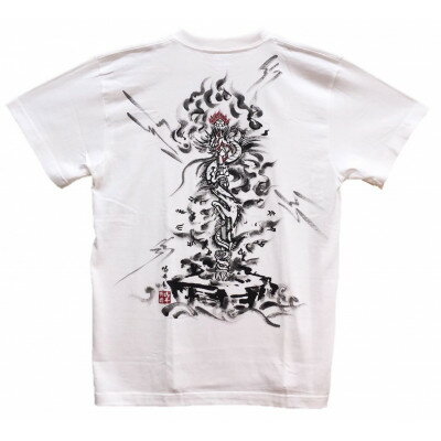 【ふるさと納税】手描きTシャツ 仏画 倶利伽羅不動 白 (半袖 Lサイズ)【1615004】
