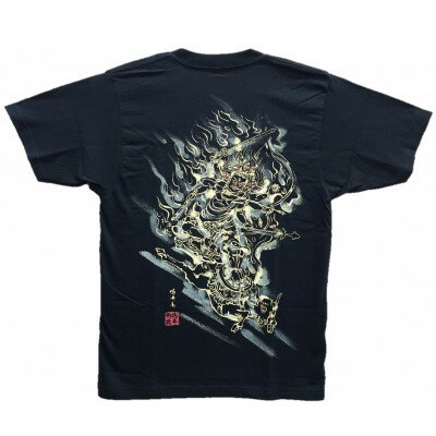 【ふるさと納税】手描きTシャツ 仏画 大威徳明王 黒 (半袖 XLサイズ)【1615033】