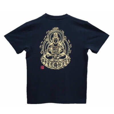 【ふるさと納税】手描きTシャツ 仏画 大日如来 黒 (半袖 Mサイズ)【1615083】