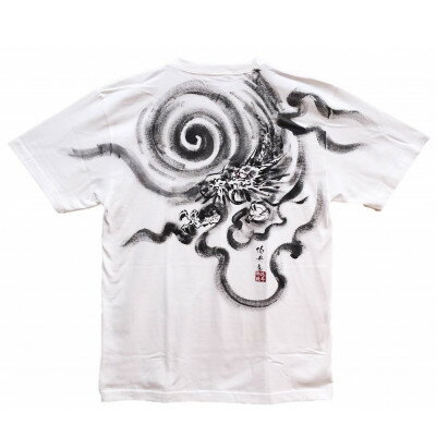 【ふるさと納税】手描きTシャツ 日本画 龍神 白 (半袖 Mサイズ)【1615182】