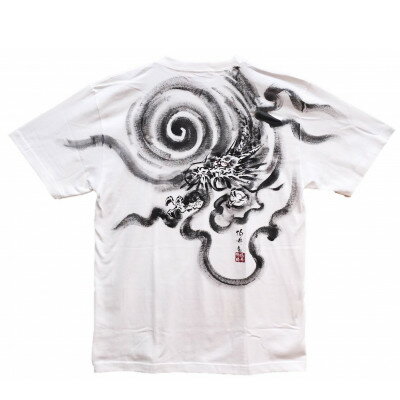 【ふるさと納税】手描きTシャツ 日本画 龍神 白 (半袖 Lサイズ)【1615183】