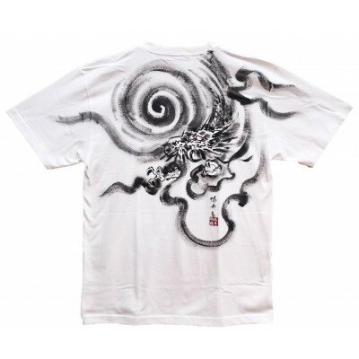 【ふるさと納税】手描きTシャツ 日本画 龍神 白 (半袖 XLサイズ)【1615185】