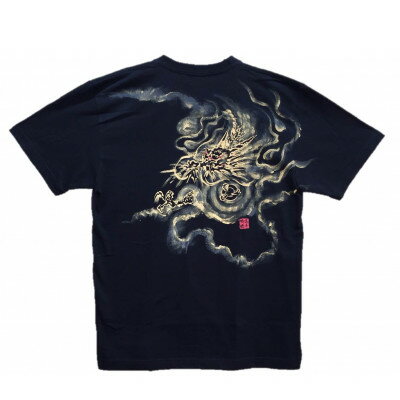 【ふるさと納税】手描きTシャツ 日本画 龍神 黒 (半袖 Sサイズ)【1615186】
