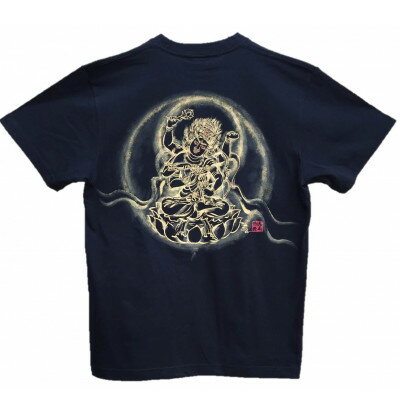 【ふるさと納税】手描きTシャツ 仏画 愛染明王 黒 (半袖 Lサイズ)【1615500】