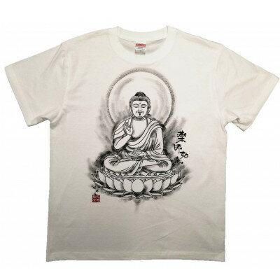 【ふるさと納税】手描きTシャツ 仏画 薬師如来 白 (半袖 Lサイズ)【1615659】