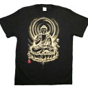 【ふるさと納税】手描きTシャツ 仏画 薬師如来 黒 (半袖 Mサイズ)【1615667】