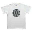 【ふるさと納税】Tシャツ フラワー・オブ・ライフ 麻炭 白 (半袖 150サイズ)【1618289】