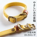 【ふるさと納税】首輪 本革 イタリアンレザー イエロー 小型犬用 (19-25センチ)ペット用品【dc-01ss】【1661870】