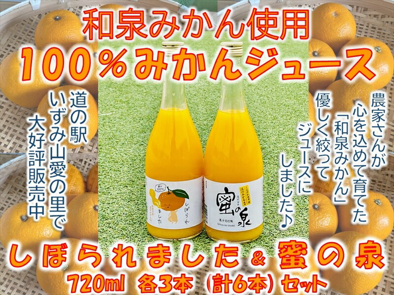 13位! 口コミ数「0件」評価「0」和泉みかんを使用した100％みかんジュース（720ml　6本セット）道の駅いずみ山愛の里で大好評販売中。（FJ021-SJ）